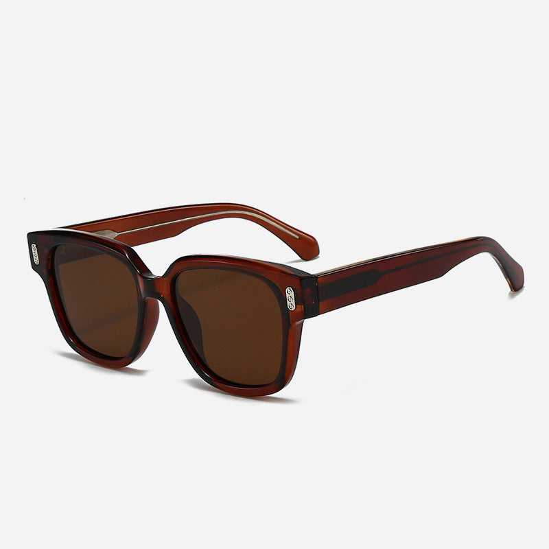 Dames designer solbriller med firkantet ramme og brune glass Luvikno