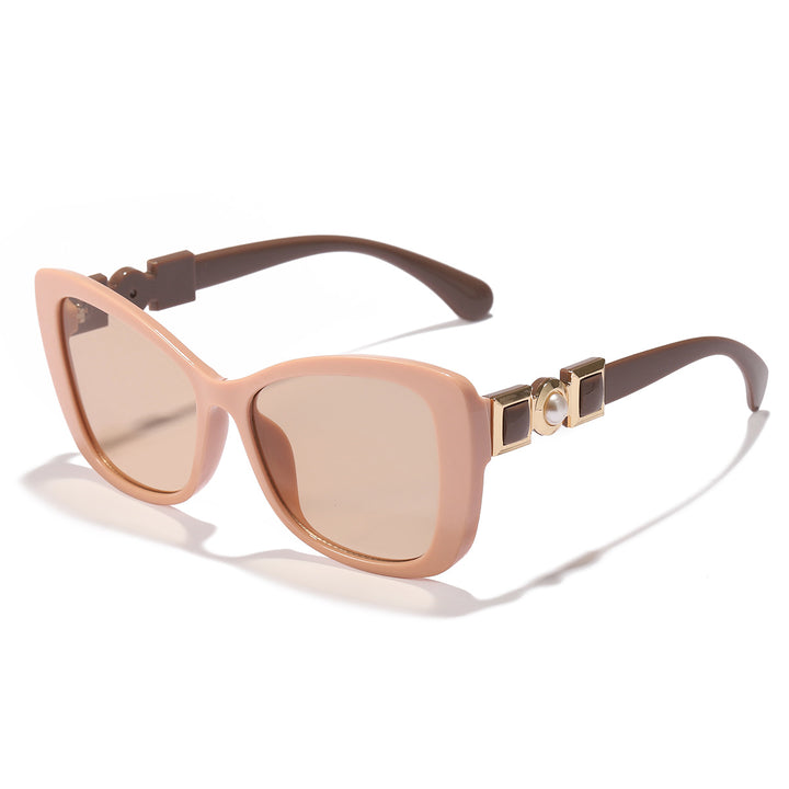 Dame Cat-Eye solbriller med elegant metallisk dekorasjon Luvikno