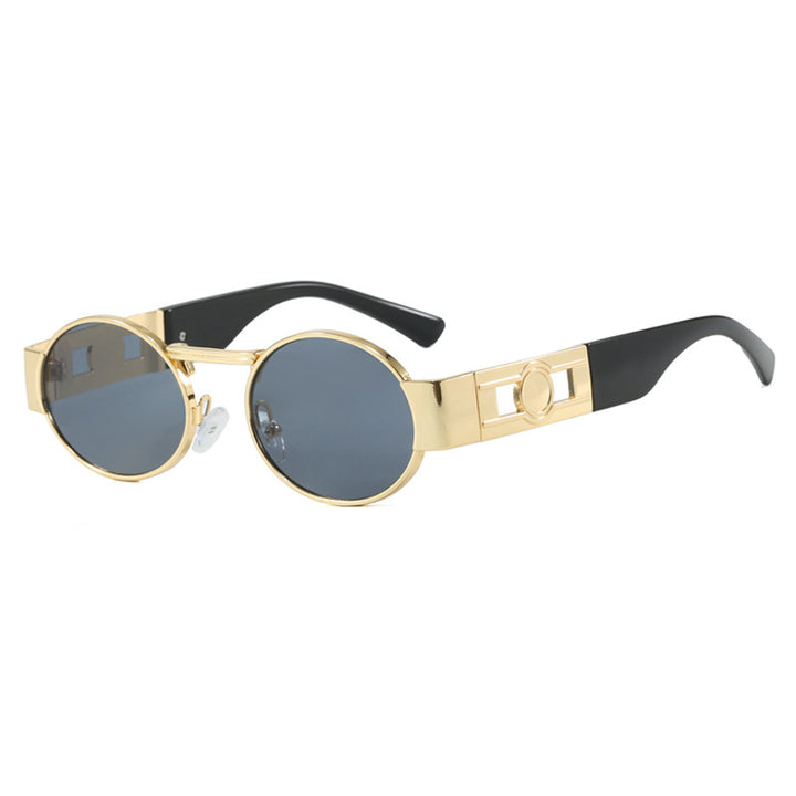 Dame rund solbrille med moderne metallramme og UV-beskyttelse Luvikno
