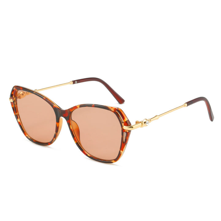 Dame moter Cat-Eye solbrille med elegant metallramme Luvikno