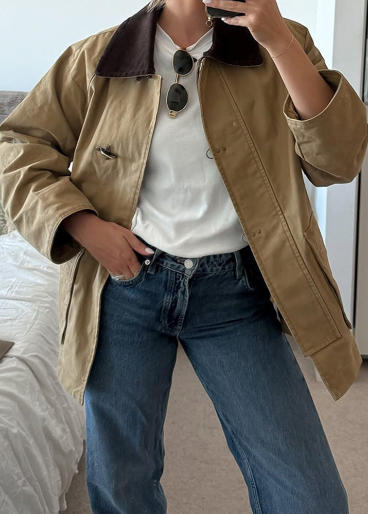 Luvik | Corduroy Kragearbeid Canvas Jakke