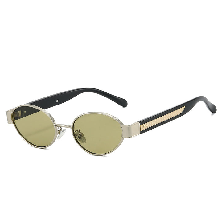 Dame solbrille i moderne, ovale ramme med harmonisk fargekombinasjon Luvikno