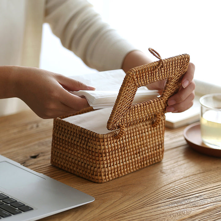 WillowNest Rattan Tissue Box Håndvevd Naturlig Eleganse | Luvikno