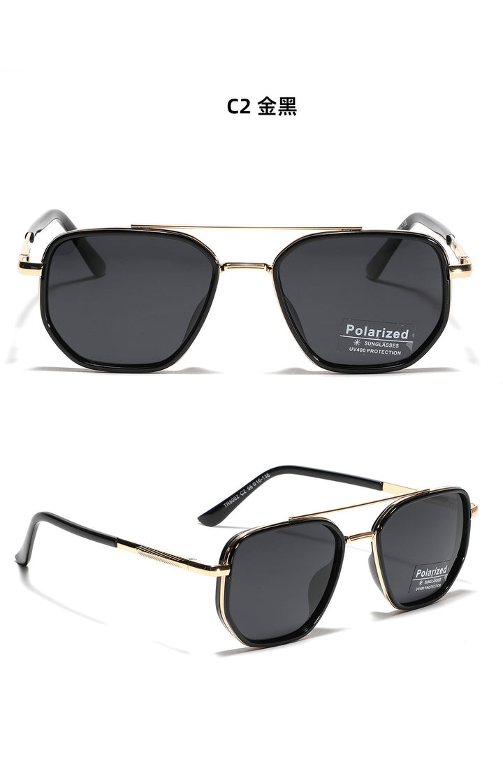 Dame kvadratisk solbrille med polarisert glass og elegant metallramme Luvikno