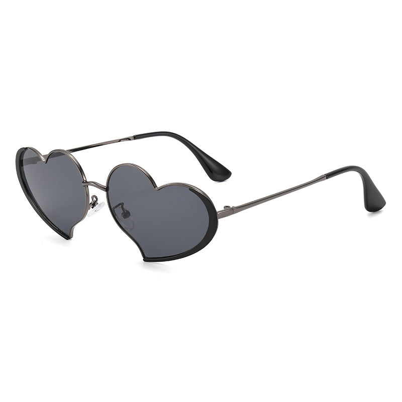 Dame hjerteformet solbrille med glamorøs ramme Luvikno