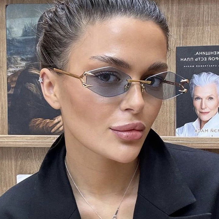 Dame ekstravagant hexagonal solbrille med innovativ ramme og UV-beskyttelse Luvikno