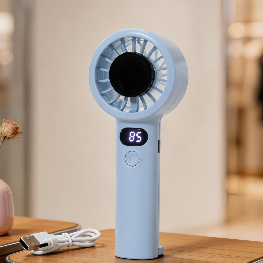 Dame bærbar mini-vifte med søtt dyremotiv og USB-ladefunksjon Luvikno