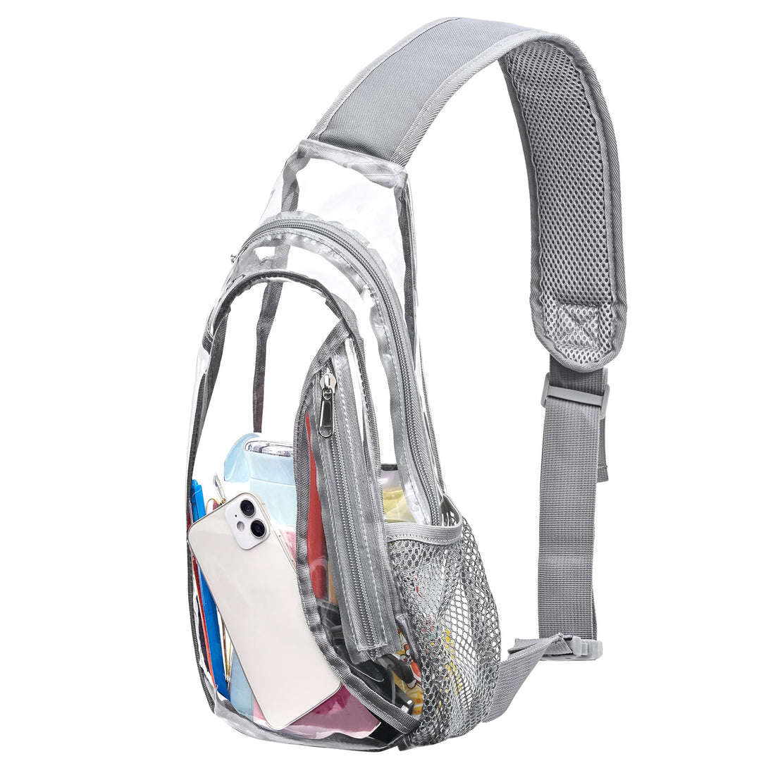 Unisex gjennomsiktig sling ryggsekk med flere rom Luvikno