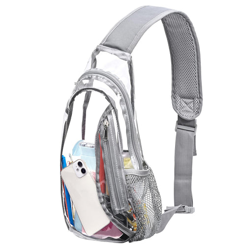 Unisex gjennomsiktig sling ryggsekk med flere rom Luvikno