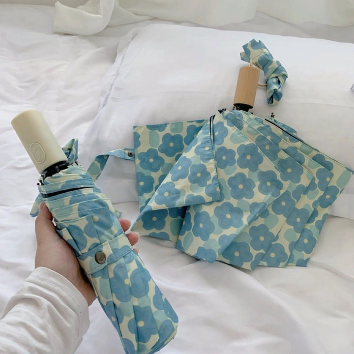 Damen Sammenleggbart paraply med blomsterdesign Luvikno