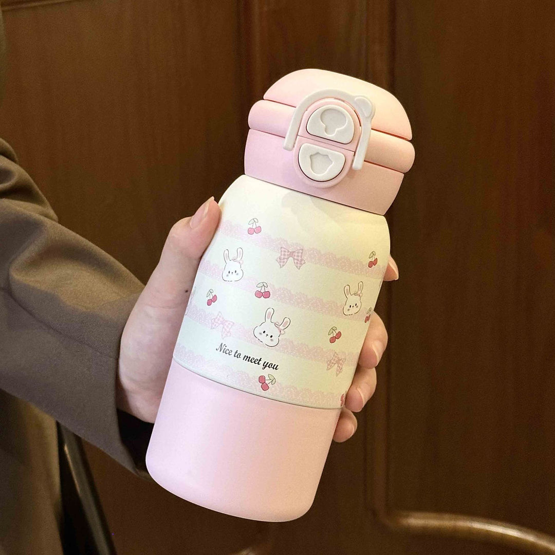Damen Isoliertrinkflasche mit praktischem Klappverschluss und fröhlichem Design Luvikno