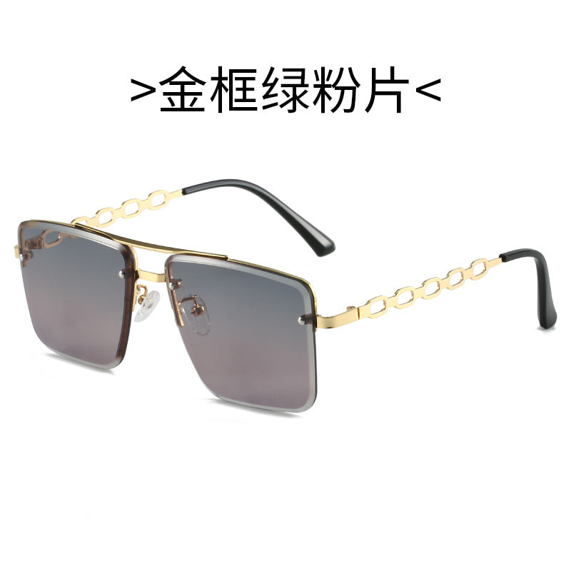 Dame Kvadratisk Solbrille med elegant Kjede Struktur Luvikno