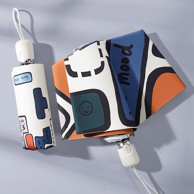 Dame sammenleggbar paraply med unikt grafisk design Luvikno