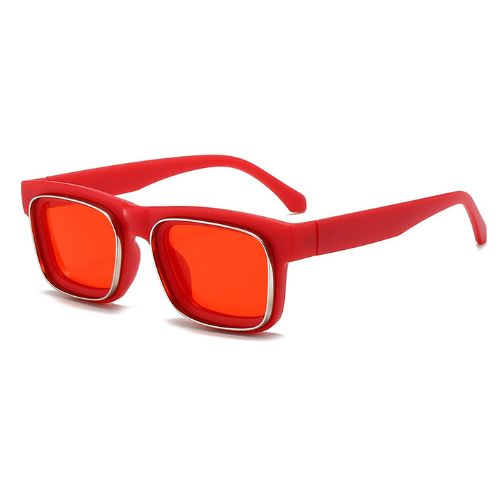 Dame moteriktig firkantet solbrille med kontrasterende ramme Luvikno