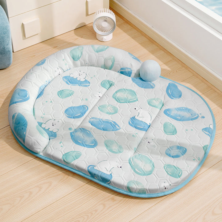 Unisex nan polstret babyspillmatte med hevet hodepute og sklisikker underside Luvikno