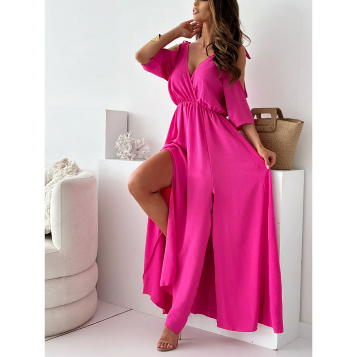 Naiselliset Elegantit Maxi-mekko korkealla halkiolla ja säädettävällä vyötäröllä Luvik