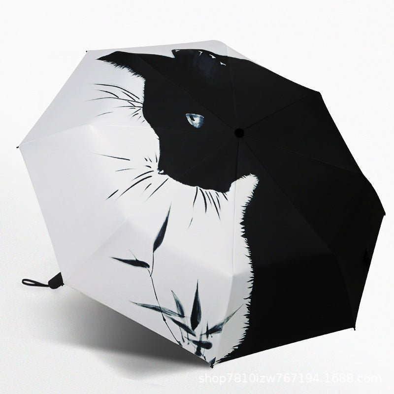 Dame Automatisk Paraply med Kattedesign Luvikno