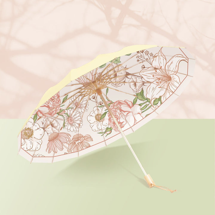 Damer elegant Falt-paraply med blomsterdesign Luvikno