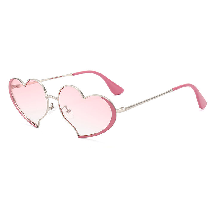 Dame hjerteformet solbrille med glamorøs ramme Luvikno