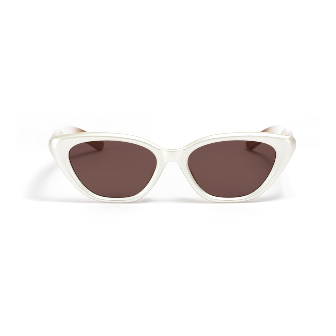 Dame Cat-Eye solbriller med gjennomsiktig design Luvikno