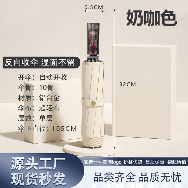 Damer Automatisk Vindbeskyttende Sammenleggbar Regnparaply Luvikno