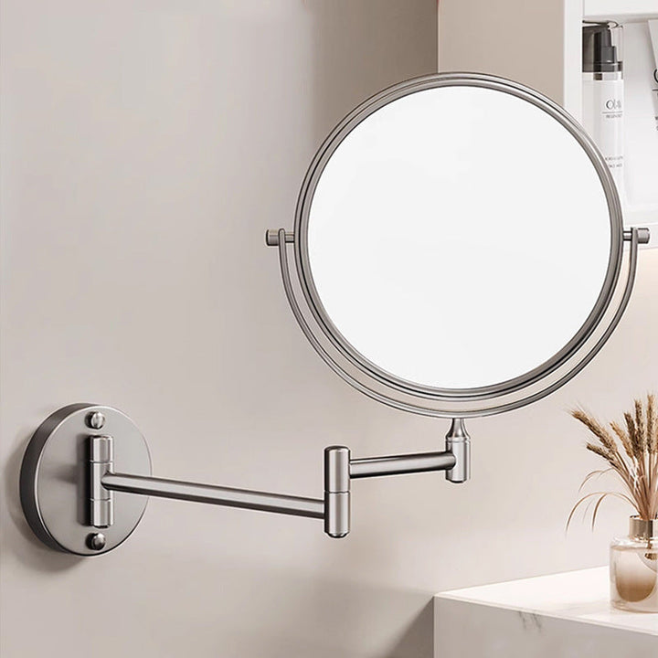 Luvikno | Oppladbar veggmontert barberingsspeil | 360° rotasjon. 1X/10X forstørrelse og justerbar LED-belysning for bruk på badet