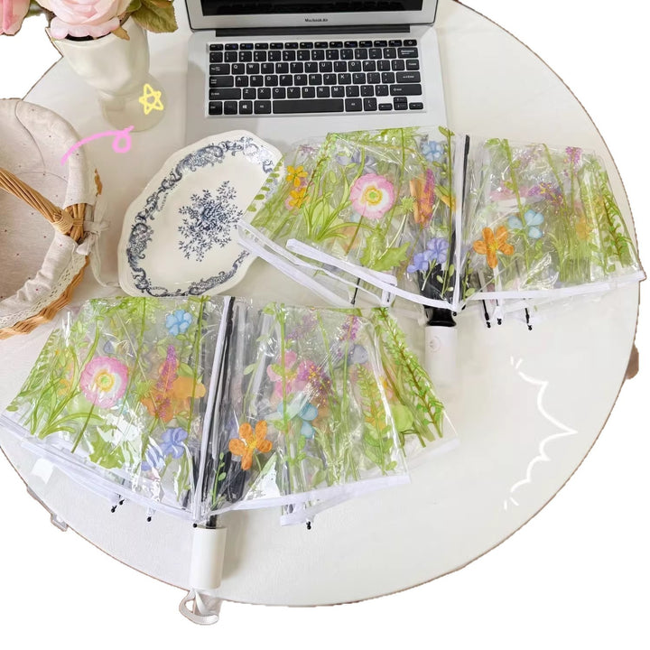 Dame Floral Motiv Regnparaply Luvikno