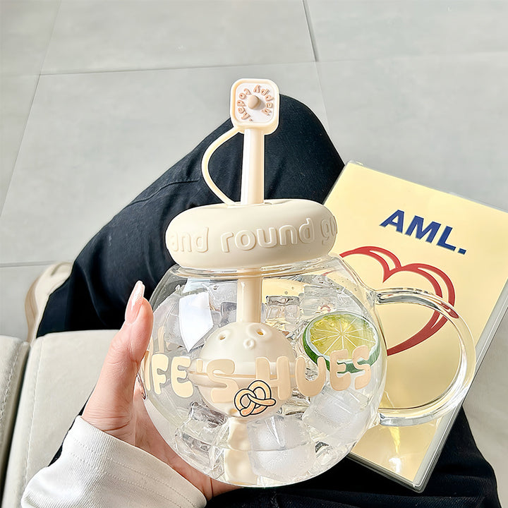 Dame drikkebeholdere med integrert sugerør og design i en glad frukttstil Luvikno