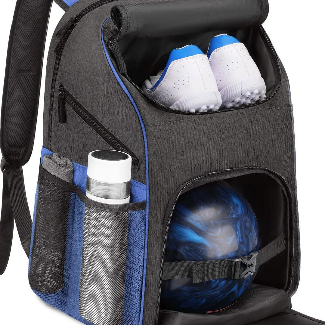 Unisex sporty ryggsekk med spesielle rom for sko og bowlingball Luvikno