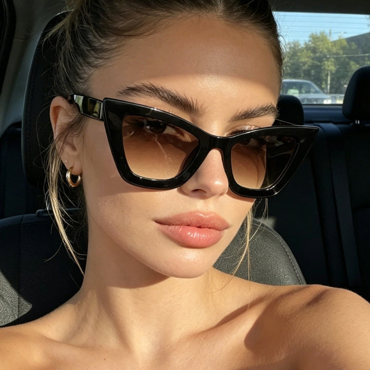Dame Cat-Eye solbriller med moderne ramme og UV-beskyttelse Luvikno