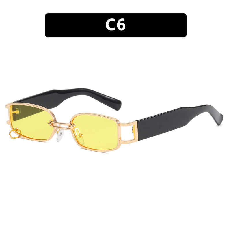 Dame moteriktig solbrille med innovativ rektangulær design og elegante metallakenter Luvikno