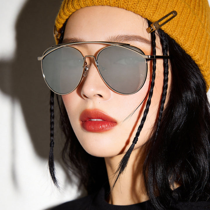 Dame Aviator Solbriller med elegant metallramme Luvikno