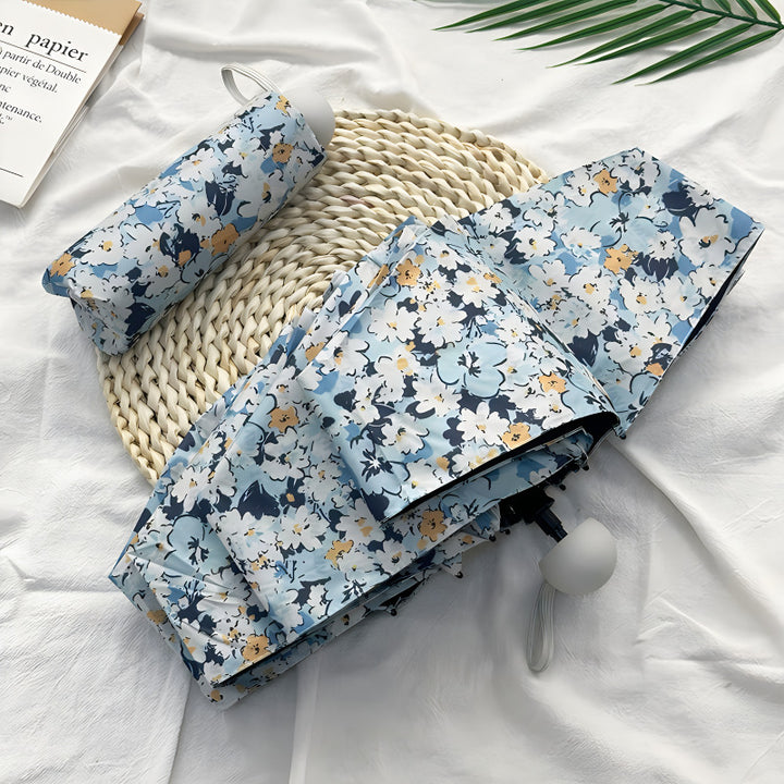 Damer Sammenleggbart paraply med elegant blomsterdesign Luvikno