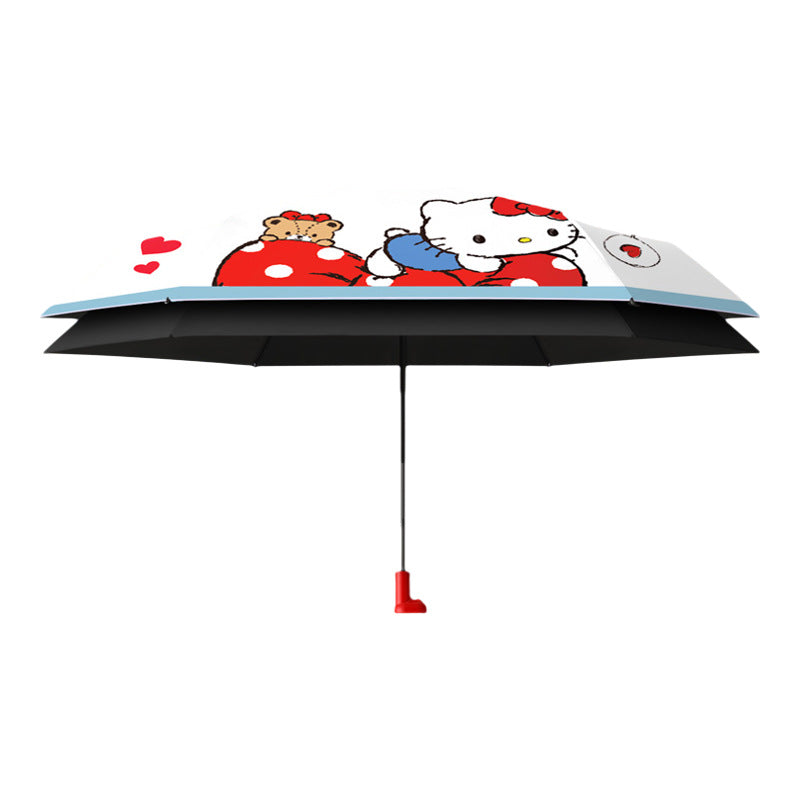 Dame Cartoon-regn paraply med praktisk veske Luvikno