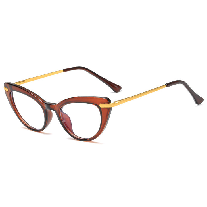 Dame Cat-Eye solbriller med glitrende metalramme Luvikno