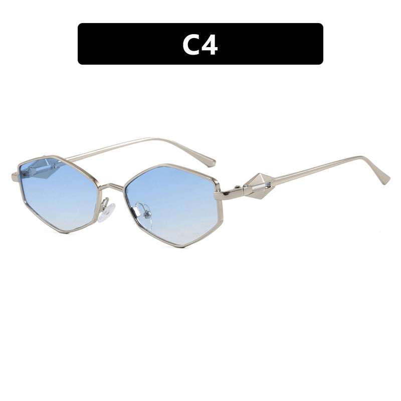 Dame geometrisk solbrille med beskyttende UV-filter og high-end metallramme Luvikno
