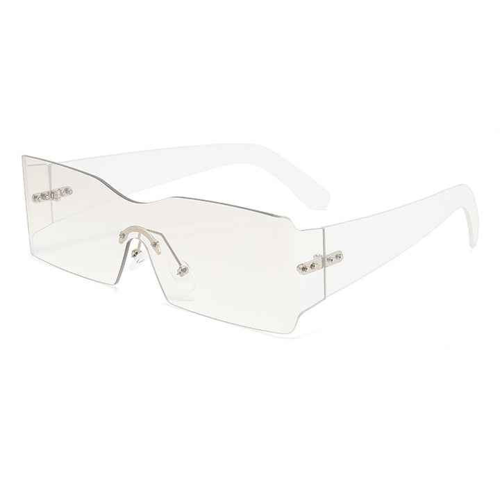 Dame futuristisk mote-solbriller med transparent ramme Luvikno