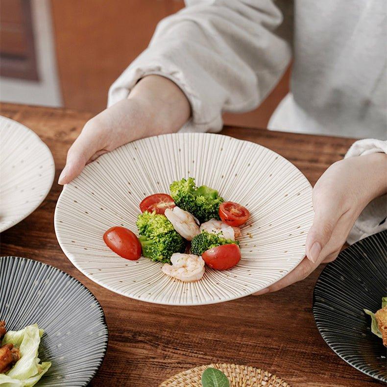 Håndlagde japanske Mino Ware keramiske rynkede tallerkener | Luvikno