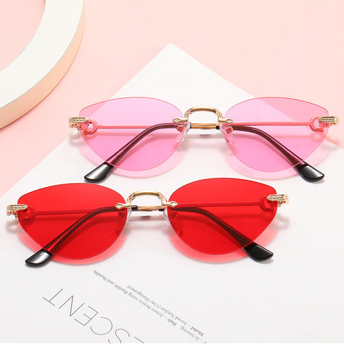 Dame Futuristisk Halvramme Solbrille Luvikno