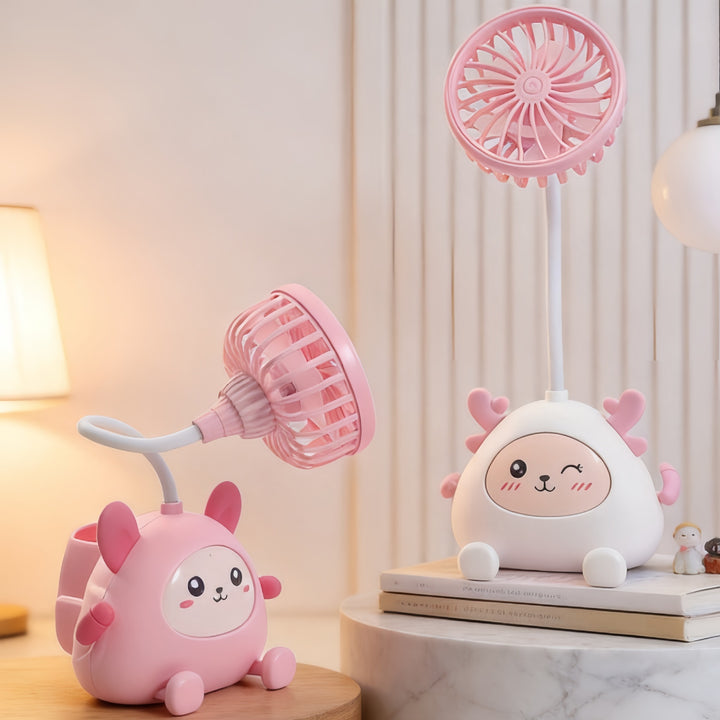 Dame skrivebordslampe med integrert mini-vifte Luvikno