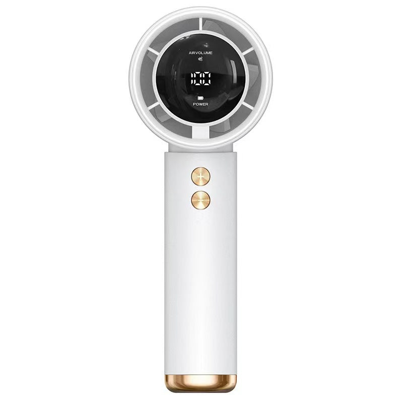 Unisex nan kompakt bladløs håndvifte med LED-skjerm, flerstegs regulering og batteridrift Luvikno