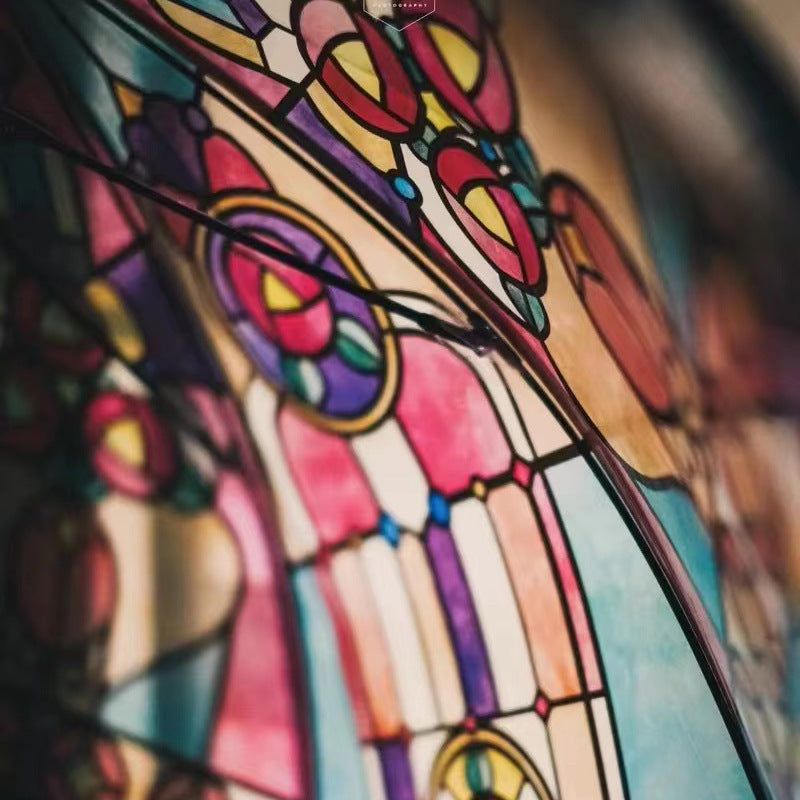Damer Sammenleggbart paraply med kunstnerisk glassvindu-motiv Luvikno