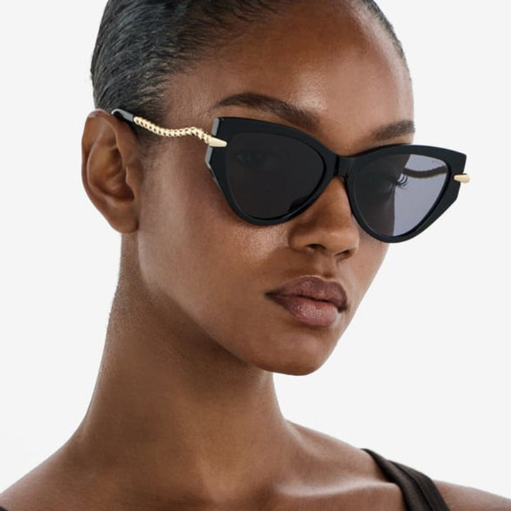 Dame Cat-Eye solbriller med elegant metallramme og stilige aksenter Luvikno