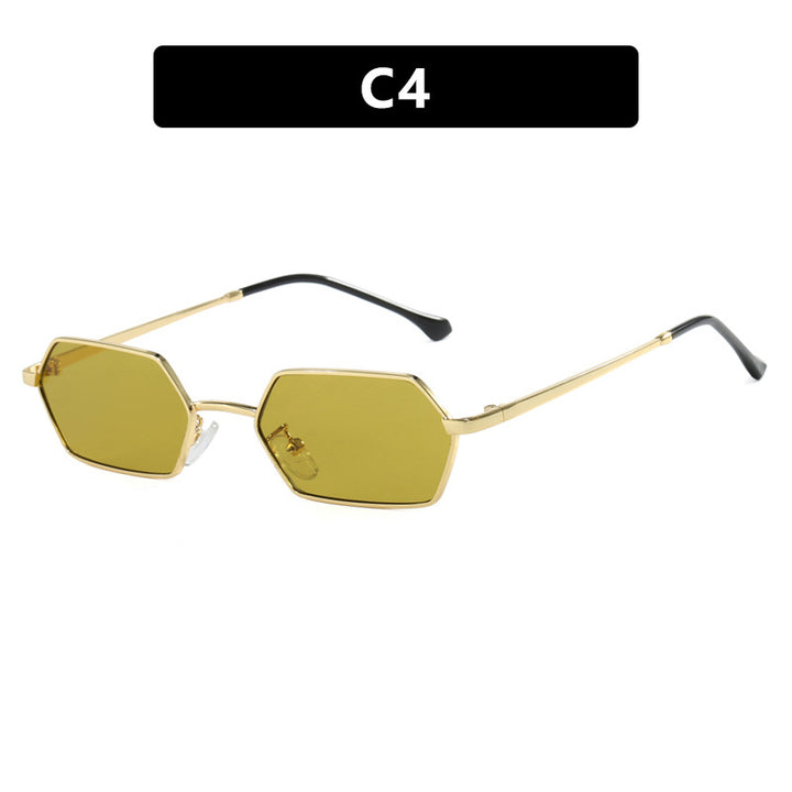 Dame hexagonal solbrille med elegant metallramme og UV-beskyttelse Luvikno