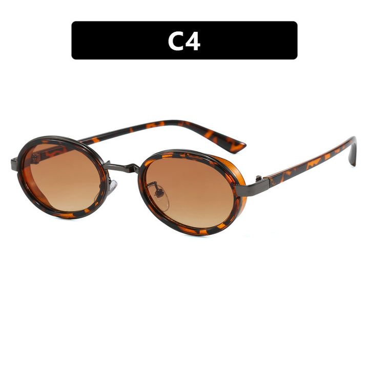Dame rund solbrille med lette glass og gyldne detaljer Luvikno