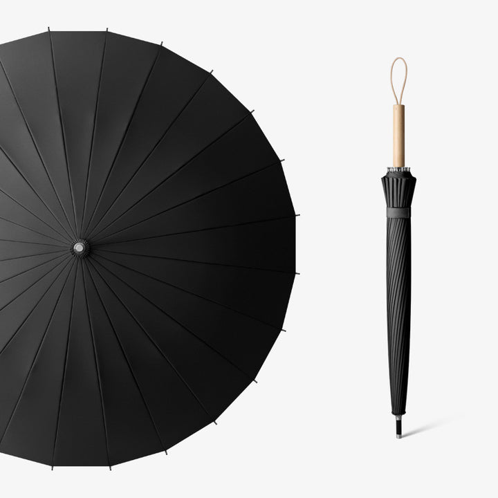 Damer elegant zusammenklappbar paraply med ergonomisk treskaft Luvikno