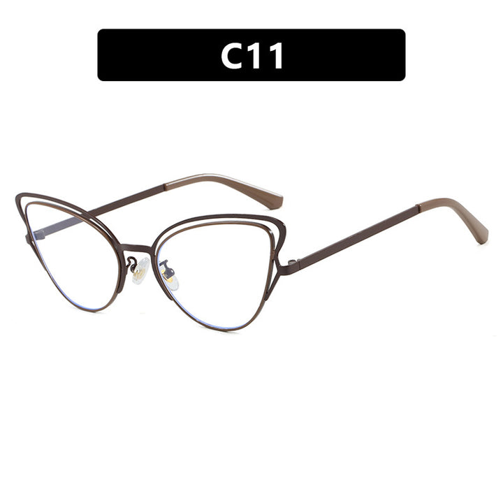 Dame Cat-Eye Briller med edelt metallramme og komfortabel passform Luvikno
