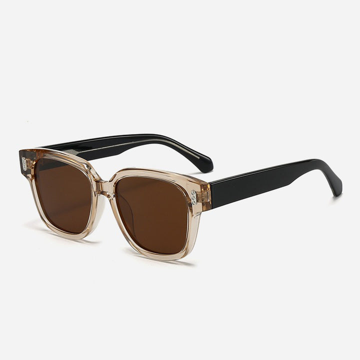 Dames designer solbriller med firkantet ramme og brune glass Luvikno