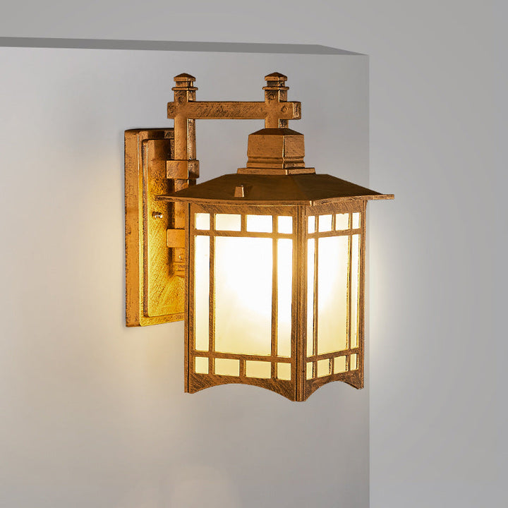 Moderne vanntette solcelle aluminiums kinesisk paviljong form 1-ledd vegglampe | Luvikno