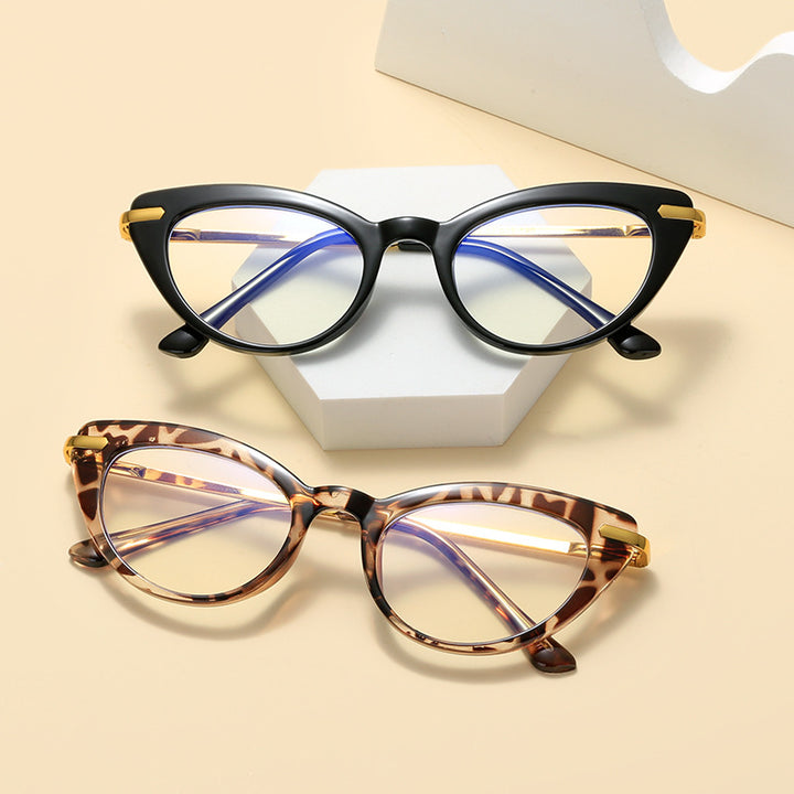 Dame Cat-Eye solbriller med glitrende metalramme Luvikno